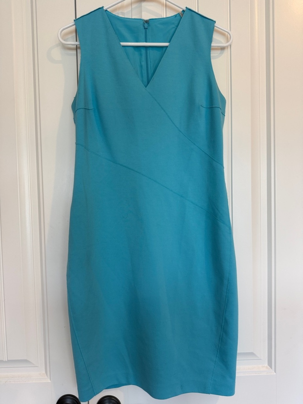 Sleeveless V-Neck Turquoise Shift Dress